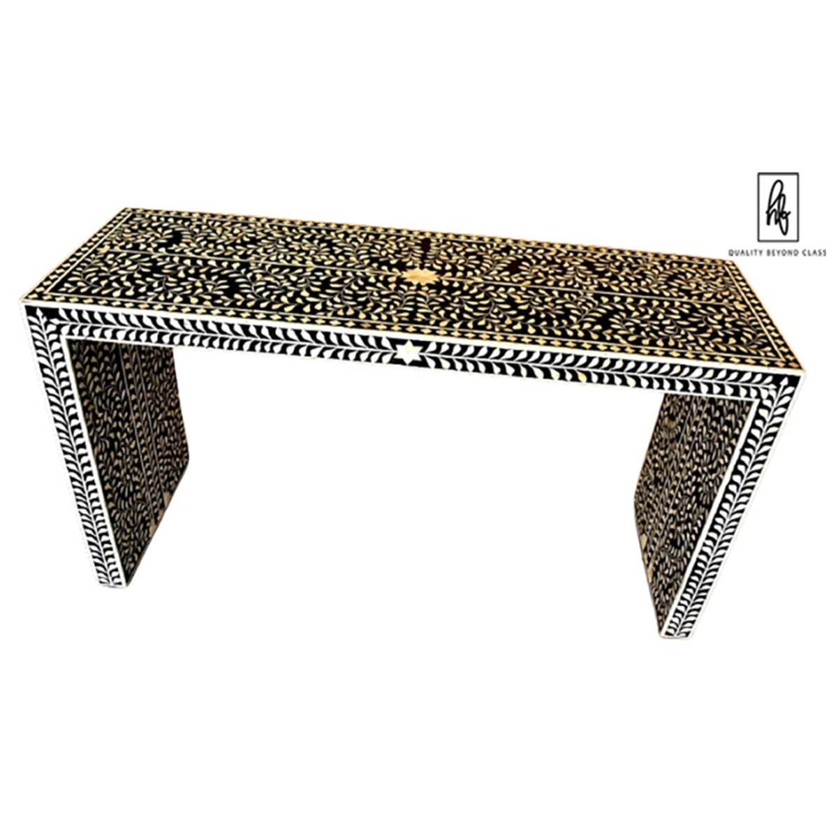 Handmade Bone inlay Solid wooden console table/ camel bone inlaid floral design sideboard console table