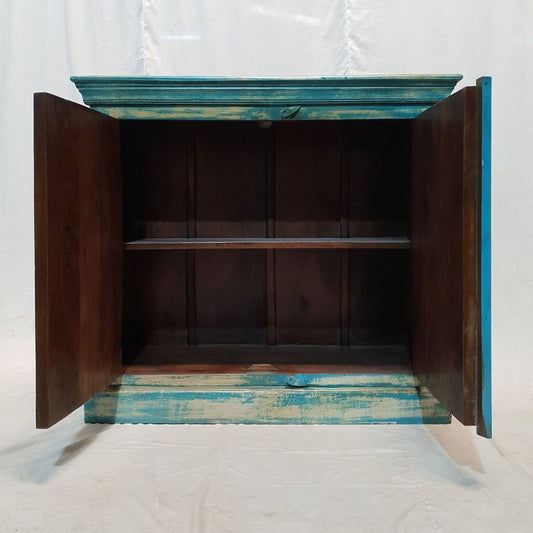 Indian hand carved floral small buffet sideboard storage cabinet – handcrafted solid wood furniture