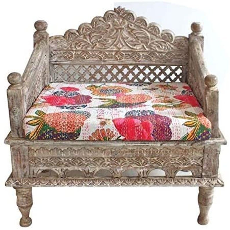 INDIAN HAND CARVED MAHARAJA RECLAIMED WOODEN CHAIR – handcrafted solid wood furniture