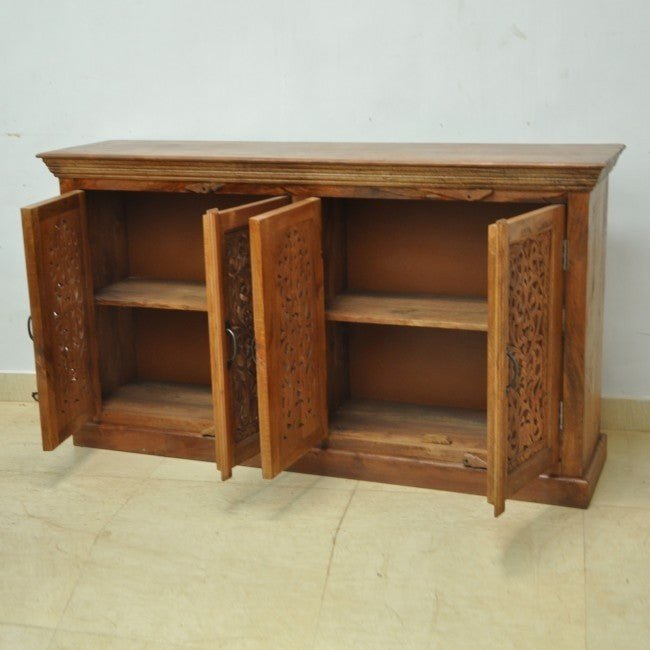 JALI SOLID 4 DOOR WOODEN SIDEBOARD - Chocolate - 160 - 40 - 90 – handcrafted solid wood furniture