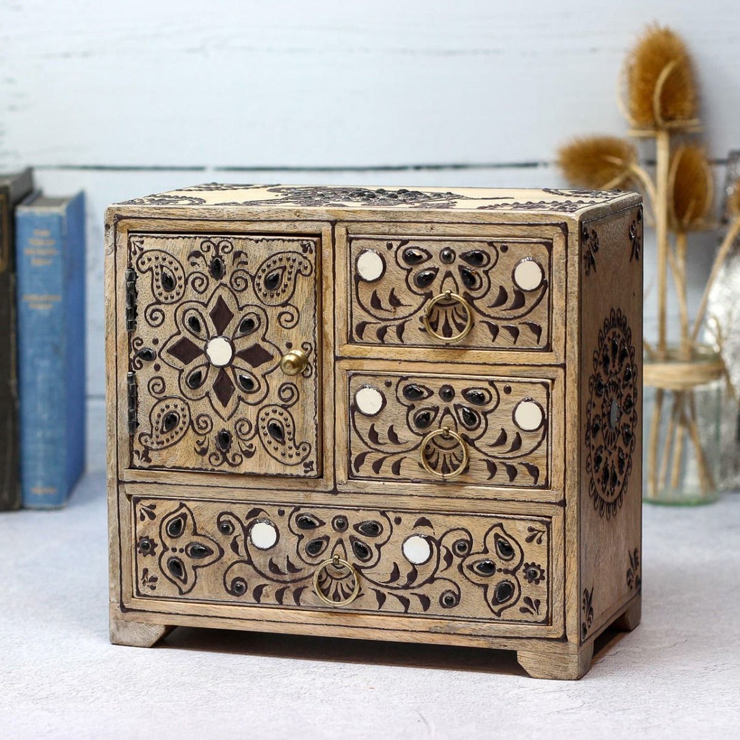 JASE Solid Mango Wood Three Drawer Chest – handcrafted solid wood furniture