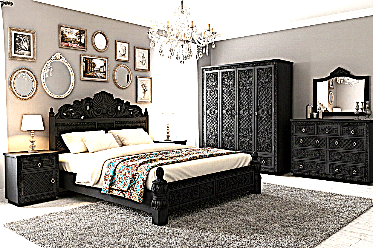 Juffair Hand - Carved Solid Wood Platform Bed – handcrafted solid wood furniture