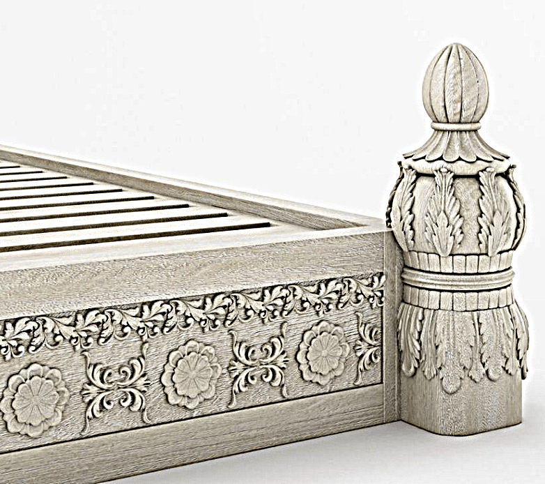 Juffair Hand Carved Solid Wood Bed - Furniture Home LLC