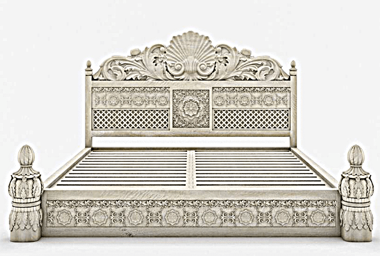 Juffair Hand Carved Solid Wood Bed by Furniture Home LLC – handcrafted solid wood furniture made in India