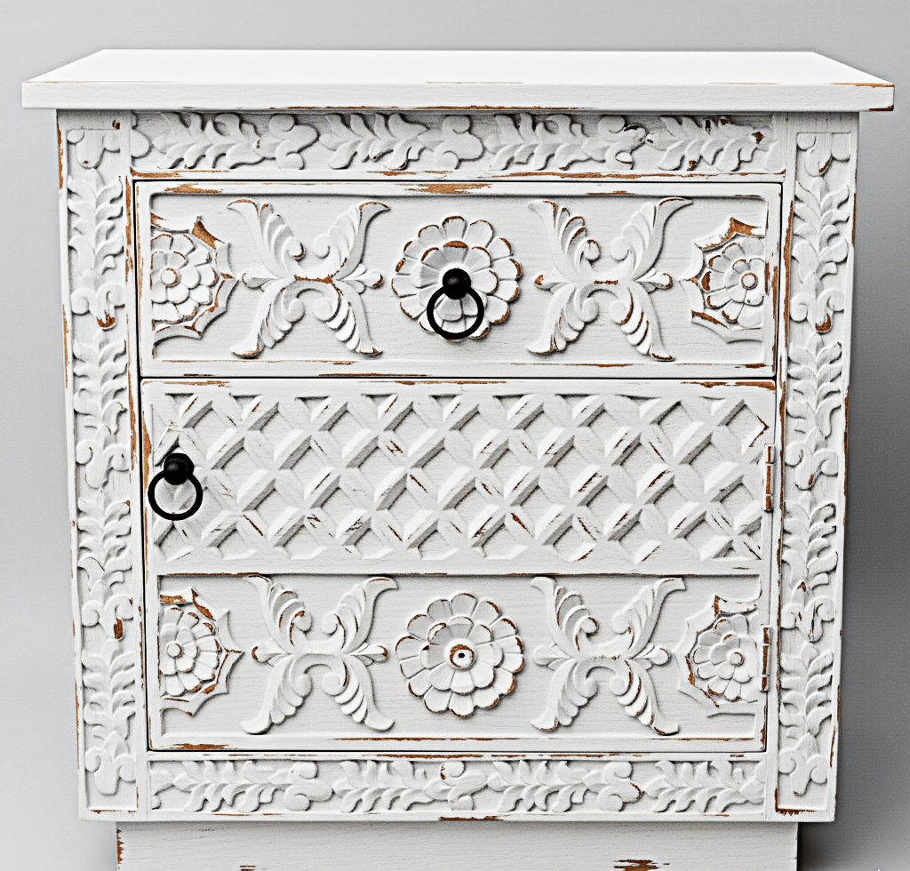 Juffair Hand - Carved Solid Wood Platform Bed – handcrafted solid wood furniture