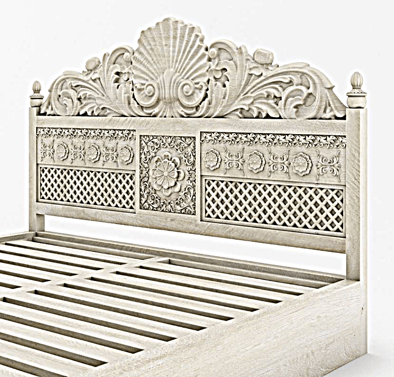 Juffair Hand Carved Solid Wood Bed - Furniture Home LLC