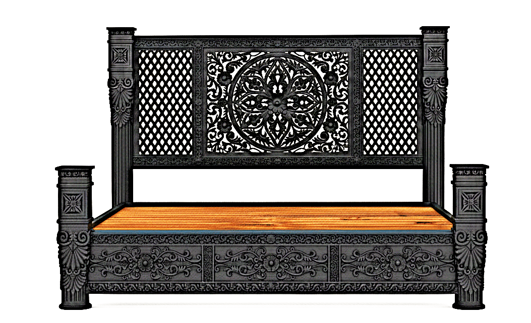 Kasbah Hand-Carved Solid Wooden Platform Bed/Bedroom Set – handcrafted solid wood furniture