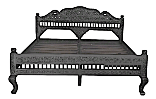 Khalifa Hand Carved Indian Solid Wood Platform Bed – handcrafted solid wood furniture