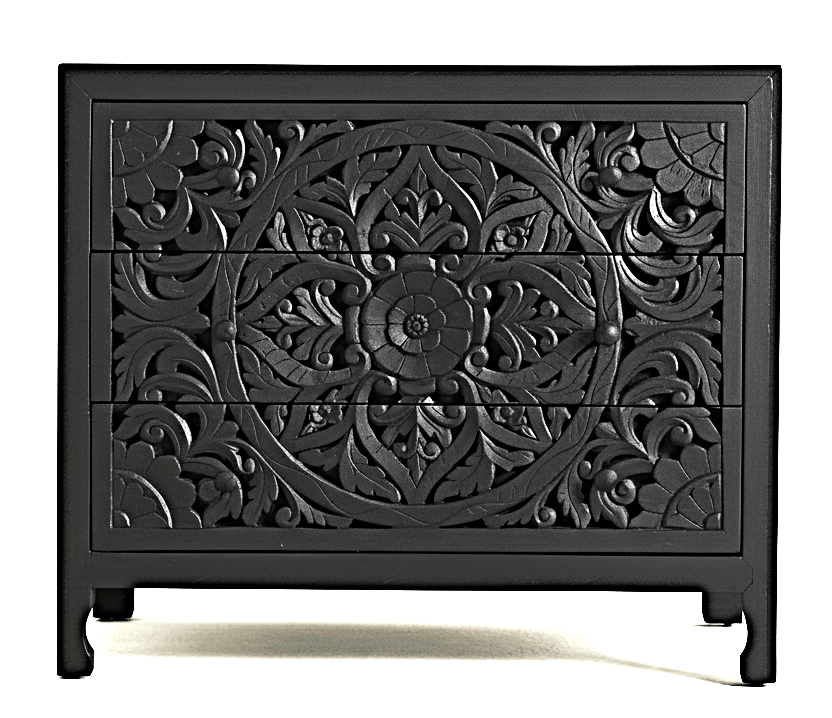 Lombok Wooden Dresser Chest of 3 Drawer Cabinet – handcrafted solid wood furniture