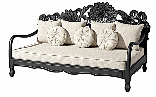 Lotus Hand - Carved Solid Wood Indoor / Outdoor Daybed – handcrafted solid wood furniture