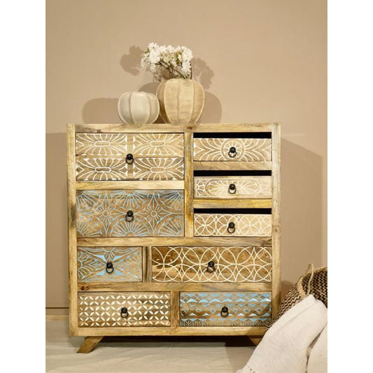 LUXE Deluxe Solid Mango Wood Hand Carved Dresser – handcrafted solid wood furniture