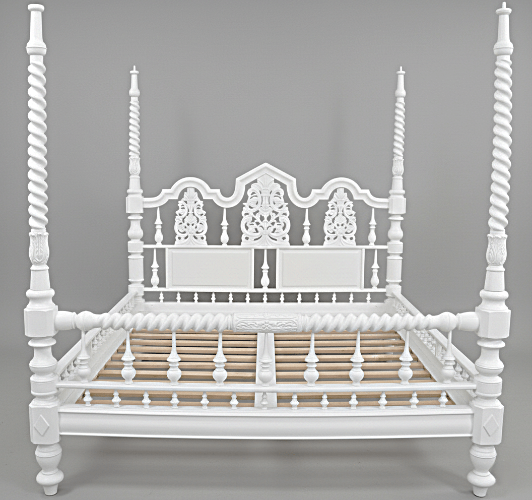 Mace Indian Hand Carved Wooden Colonial Posters Platform Bed – handcrafted solid wood furniture