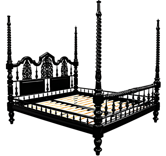 Mace Indian Hand Carved Wooden Colonial Posters Platform Bed – handcrafted solid wood furniture