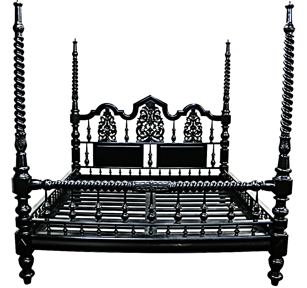 Mace Indian Hand Carved Wooden Colonial Posters Platform Bed – handcrafted solid wood furniture