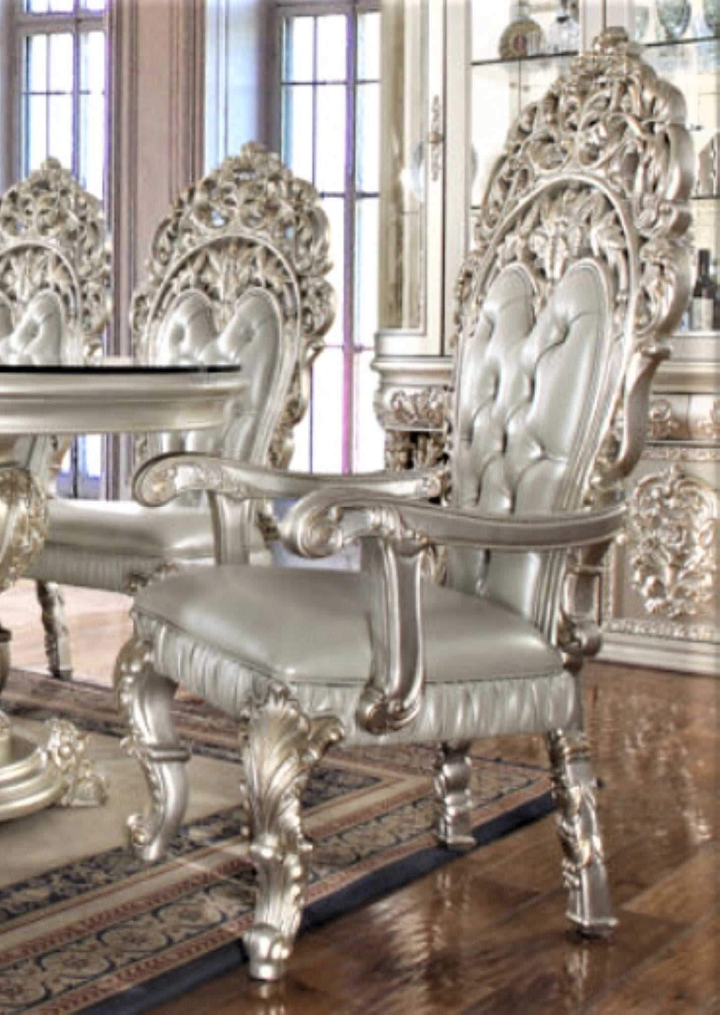 Magnisy Hand Carved European 8 Seater Dining Table Set – handcrafted solid wood furniture
