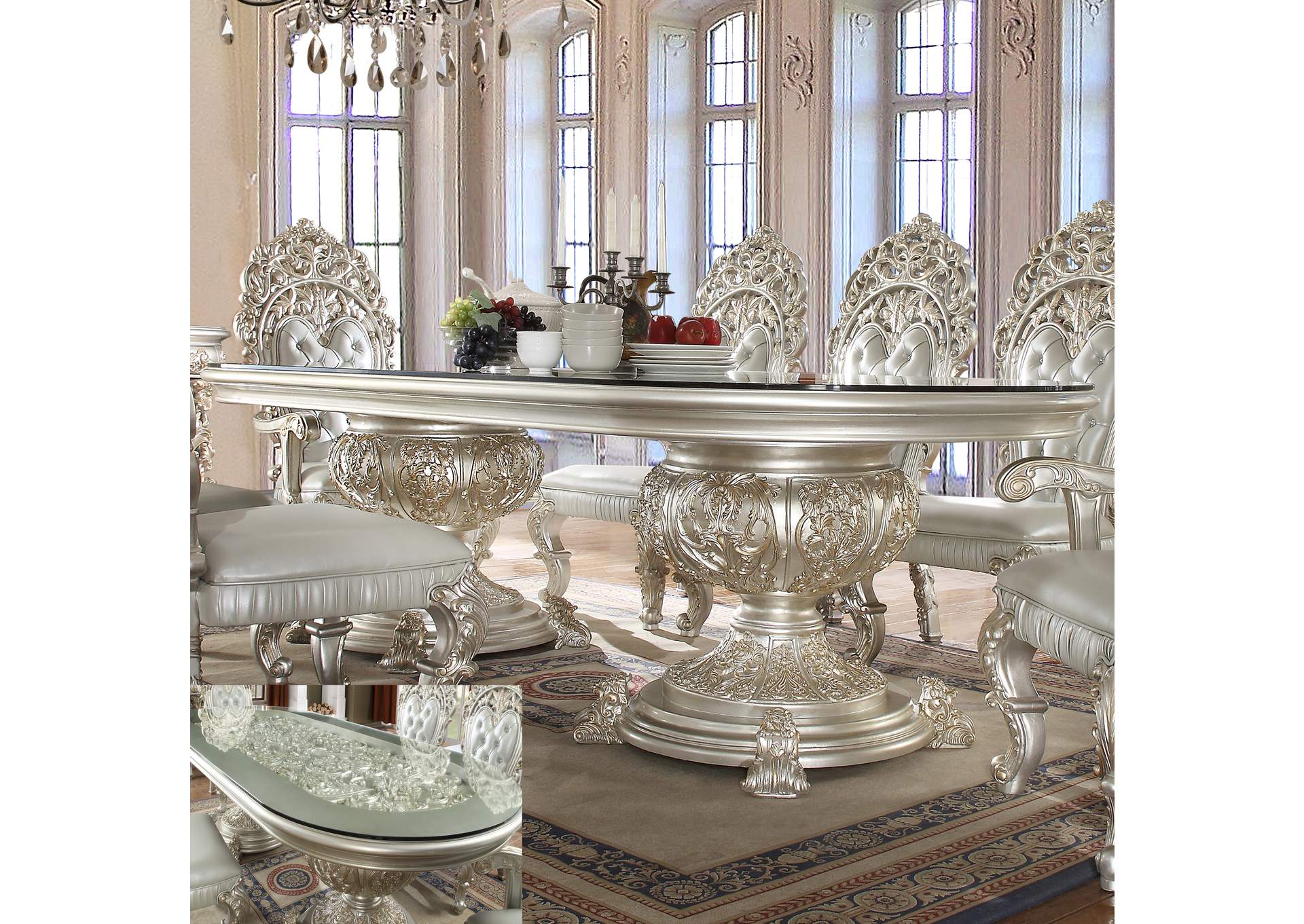 Magnisy Hand Carved European 8 Seater Dining Table Set – handcrafted solid wood furniture