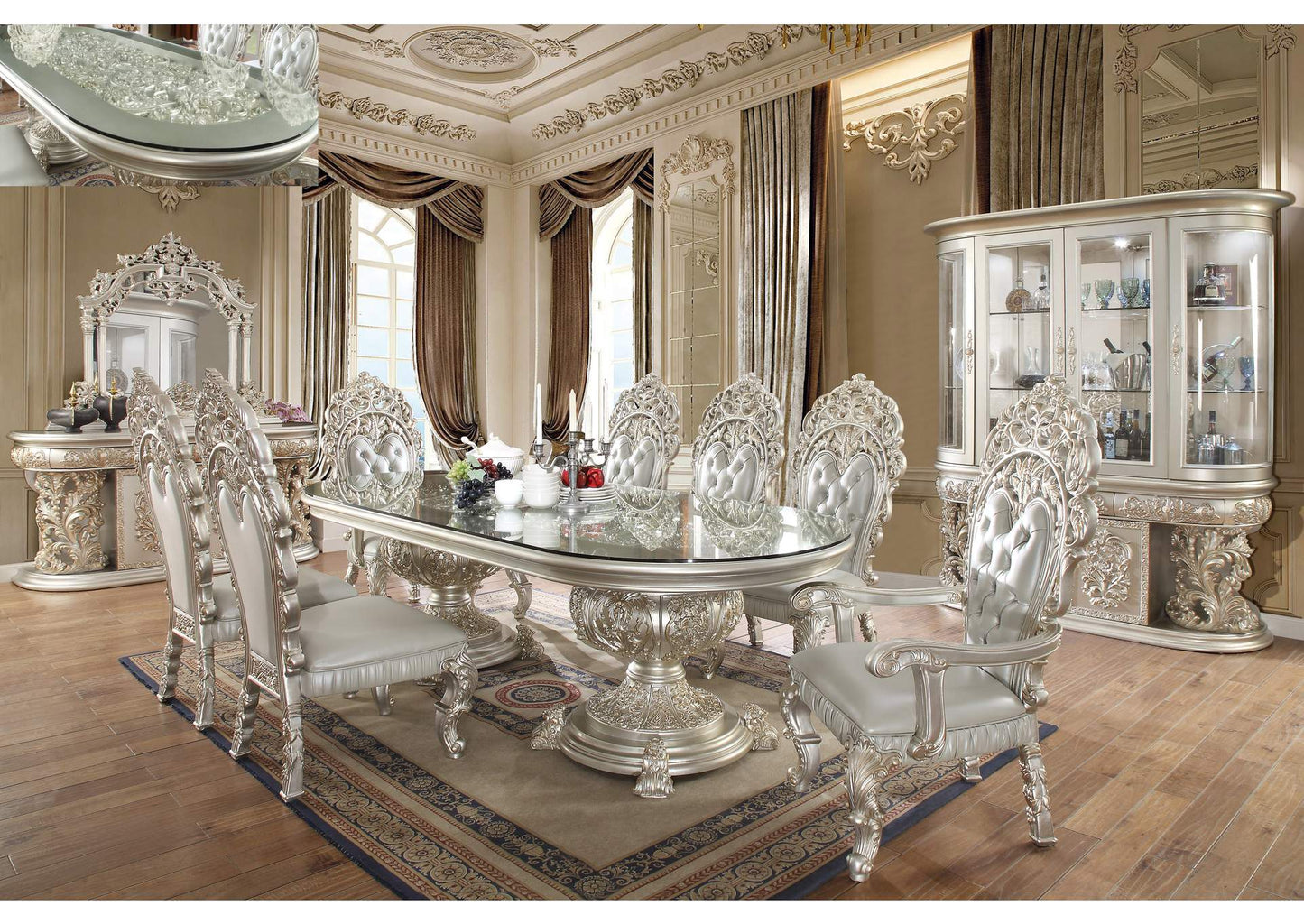 Magnisy Hand Carved European 8 Seater Dining Table Set – handcrafted solid wood furniture