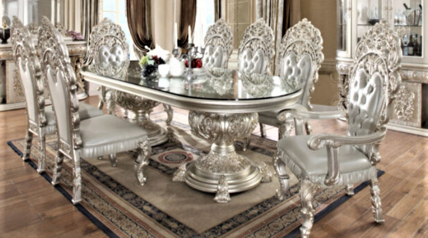 Magnisy Hand Carved European 8 Seater Dining Table Set by Furniture Home LLC – handcrafted solid wood furniture made in India