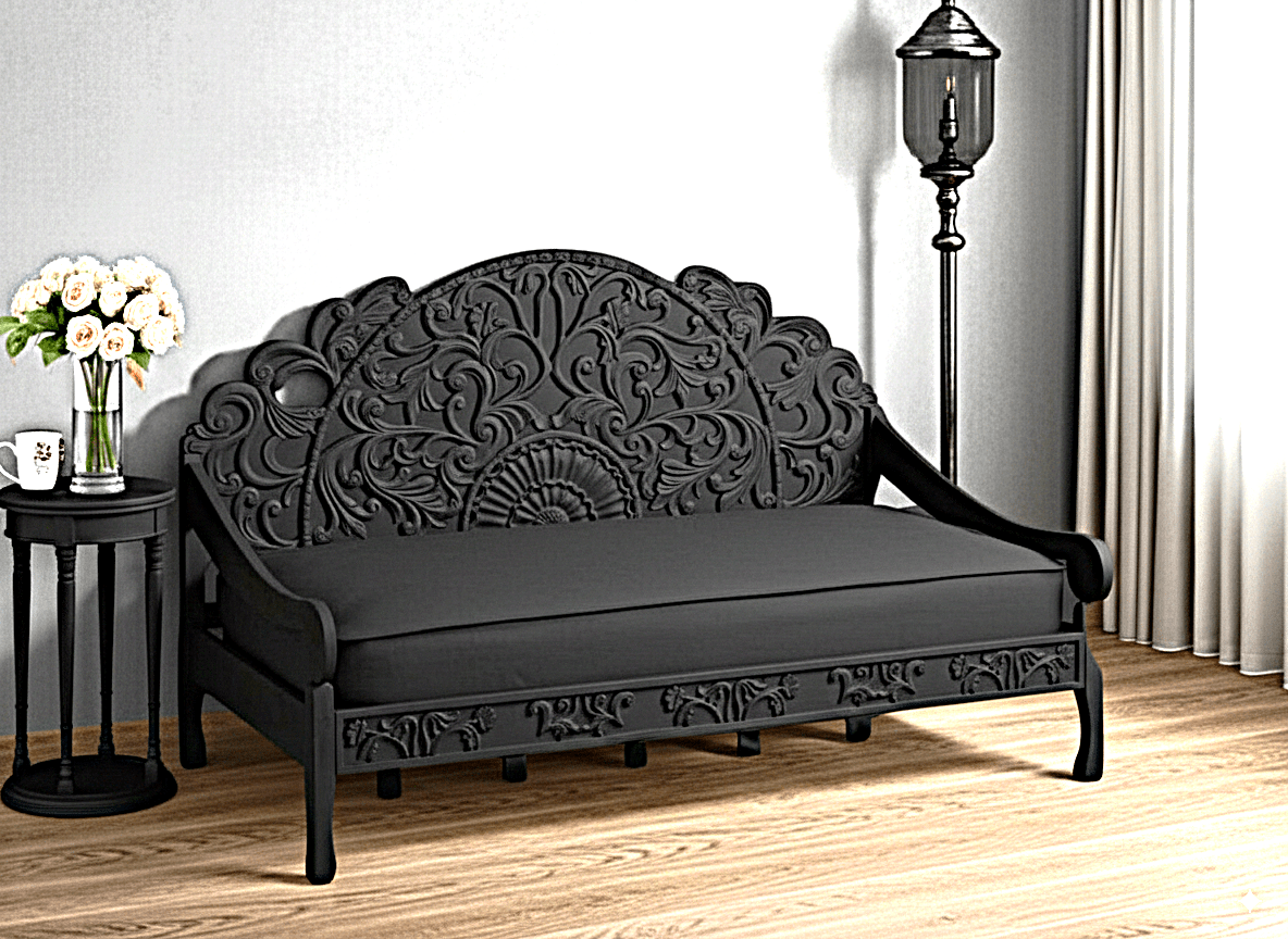 Mahal Hand Carved Indoor / Outdoor Daybed – handcrafted solid wood furniture