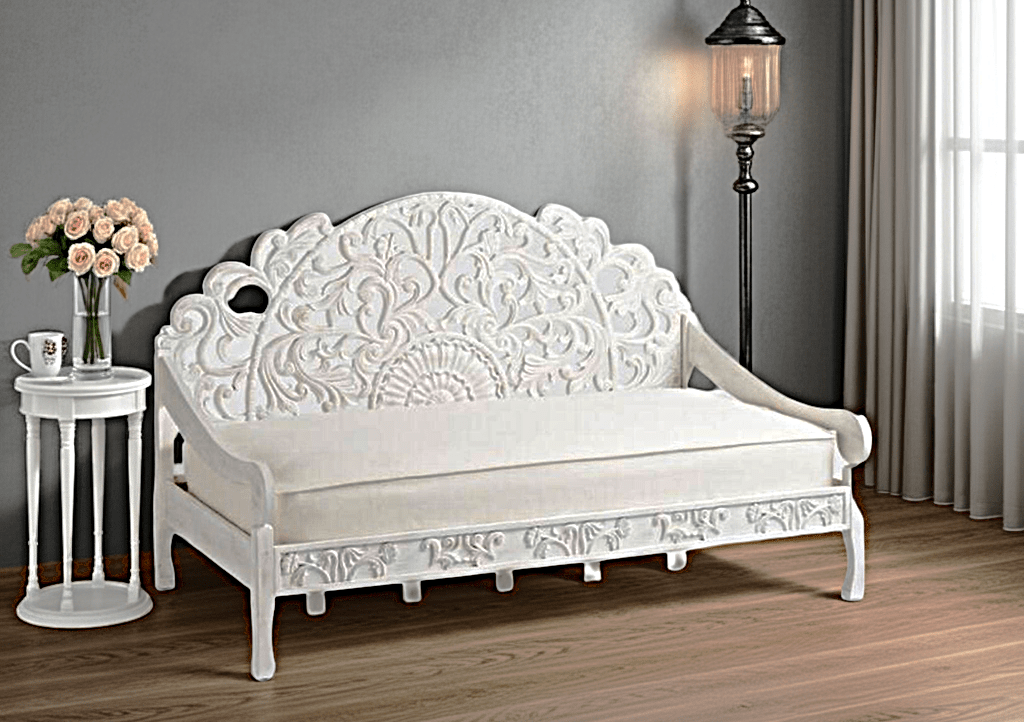Mahal Hand Carved Indoor / Outdoor Daybed – handcrafted solid wood furniture