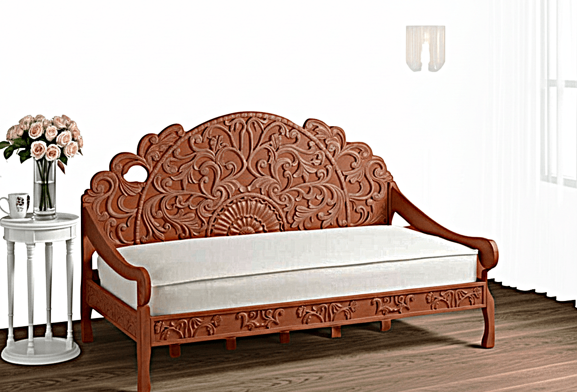 Mahal Hand Carved Indoor / Outdoor Daybed – handcrafted solid wood furniture