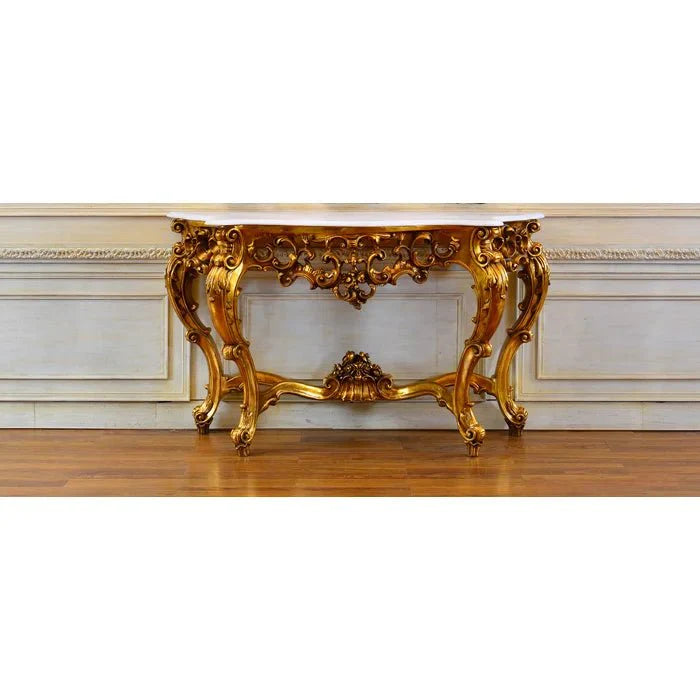 Majestic Hand Carved Solid Mango Wood Console Table and Mirror Set – handcrafted solid wood furniture