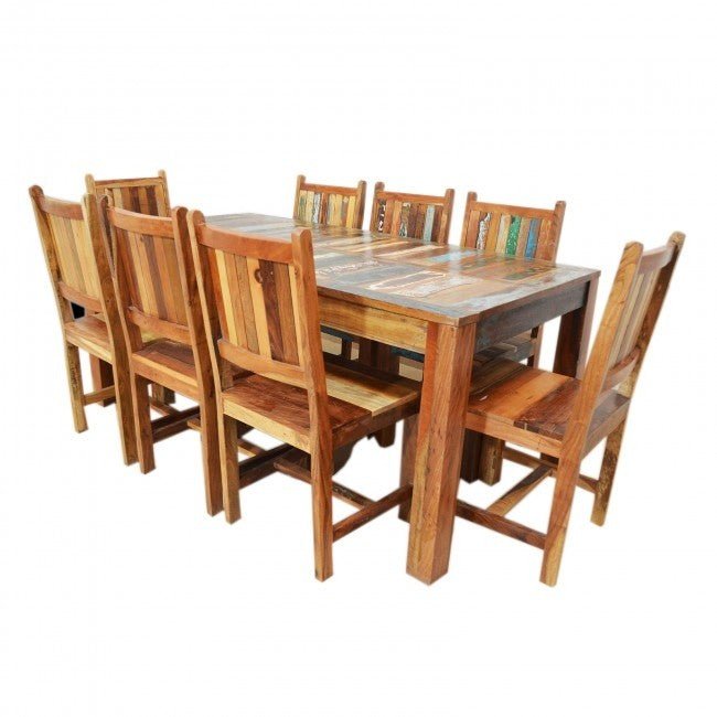 Modern Reclaimed Wood Dining Table 6 - 8 Seater – handcrafted solid wood furniture