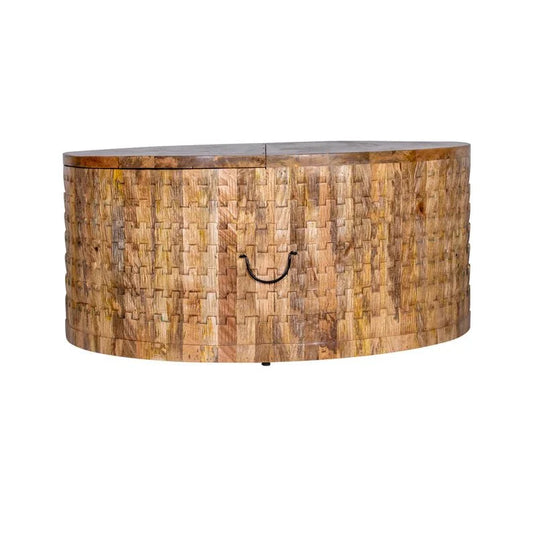 Nature's Grace Round Coffee Table With Storage – handcrafted solid wood furniture