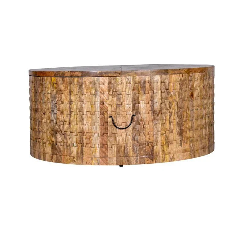 Nature's Grace Round Coffee Table With Storage – handcrafted solid wood furniture