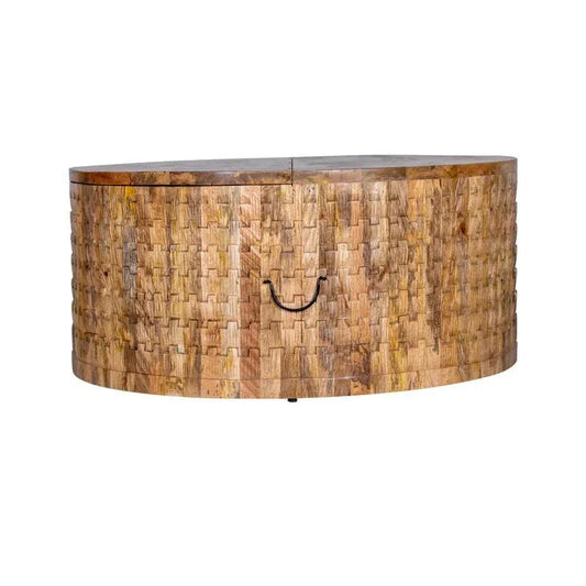 Nature's Grace Round Coffee Table With Storage – handcrafted solid wood furniture
