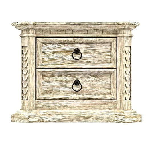 Nimbus Rustic Solid Wood Hand - Carved Nightstand With 2 Drawers – handcrafted solid wood furniture