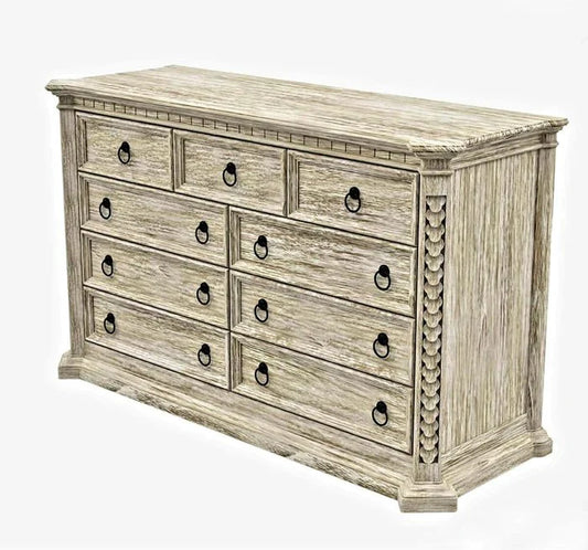 Nimbus Rustic Solid Wood Large Dresser With 9 Drawers – handcrafted solid wood furniture