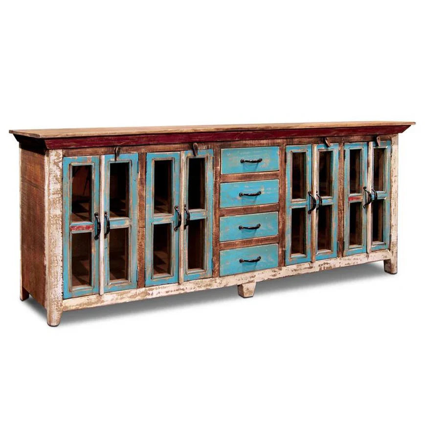Reclaimed Buffet Table With 4 Drawers And 8 Cabinet Doors – handcrafted solid wood furniture