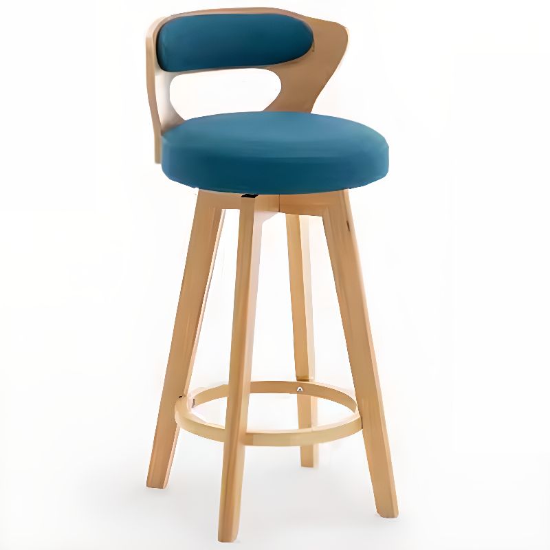 Relaxed Crimson Leather Round Bistro Stool – handcrafted solid wood furniture