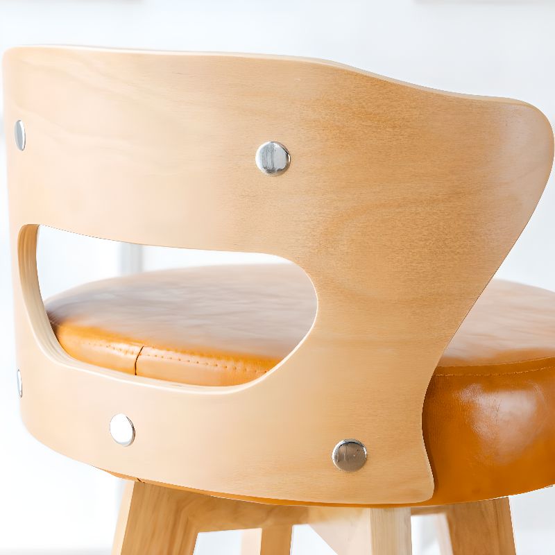 Relaxed Crimson Leather Round Bistro Stool by Furniture Home LLC – handcrafted solid wood furniture made in India