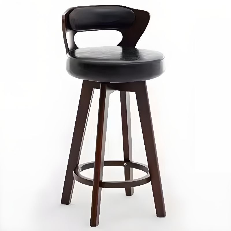 Relaxed Crimson Leather Round Bistro Stool by Furniture Home LLC – handcrafted solid wood furniture made in India