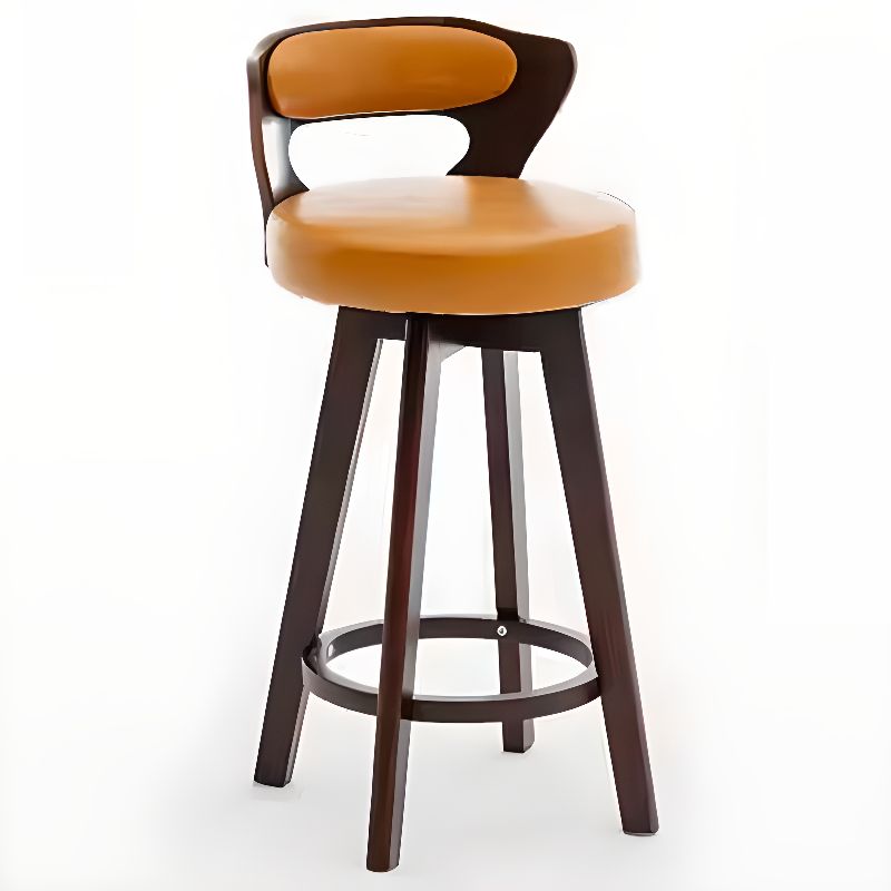 Relaxed Crimson Leather Round Bistro Stool - Furniture Home LLC