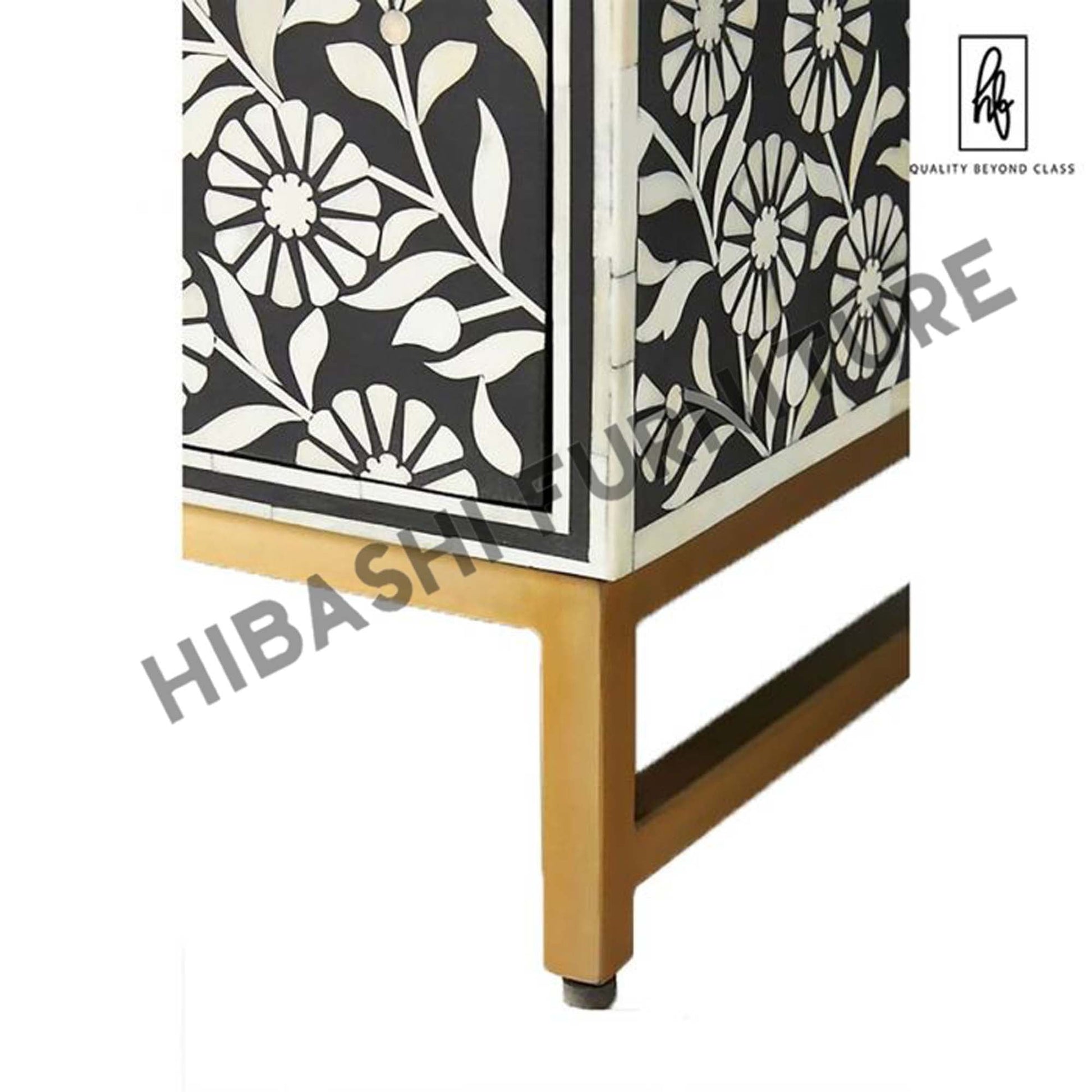 Riffa Bone Inlay Sun Flora Design 3 Drawers Handmade Entryway Table – handcrafted solid wood furniture