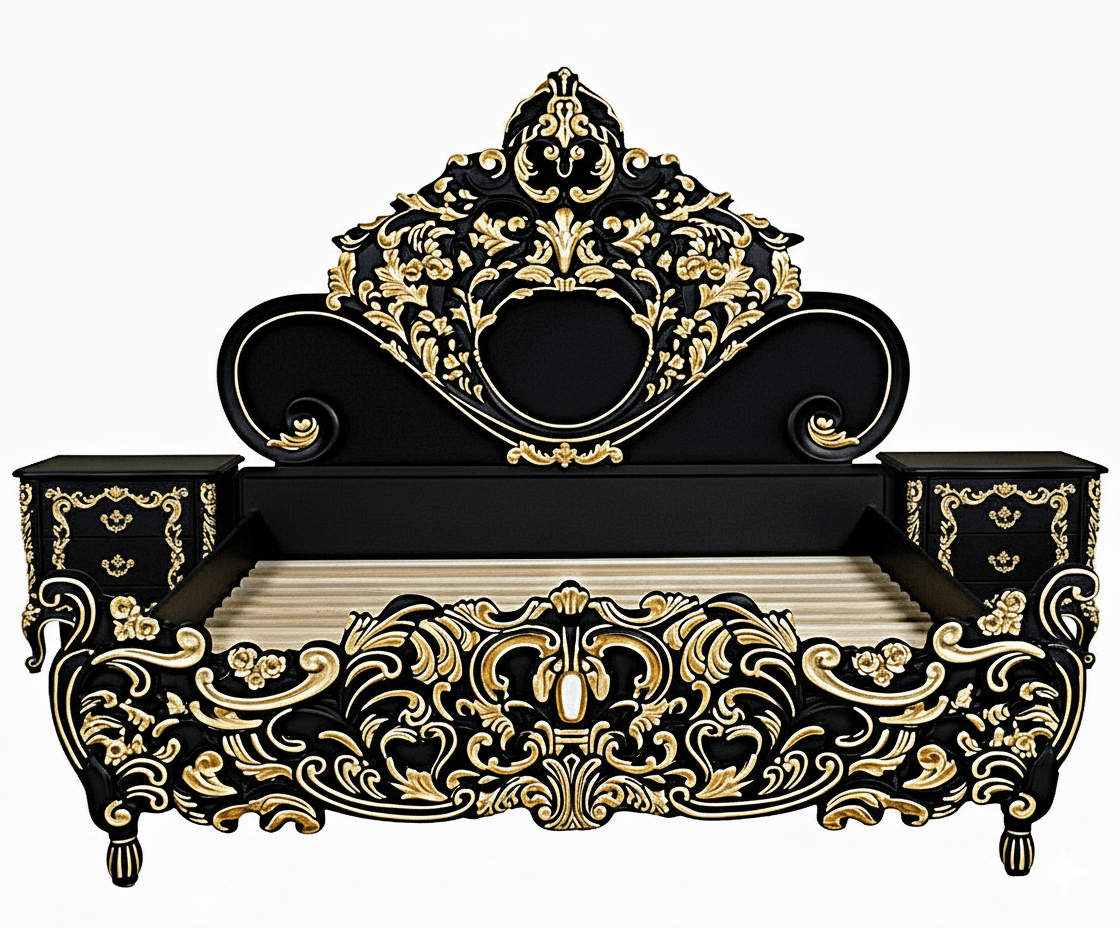 Royalty Solid Mango Wood Hand Carved Platform Bed – handcrafted solid wood furniture