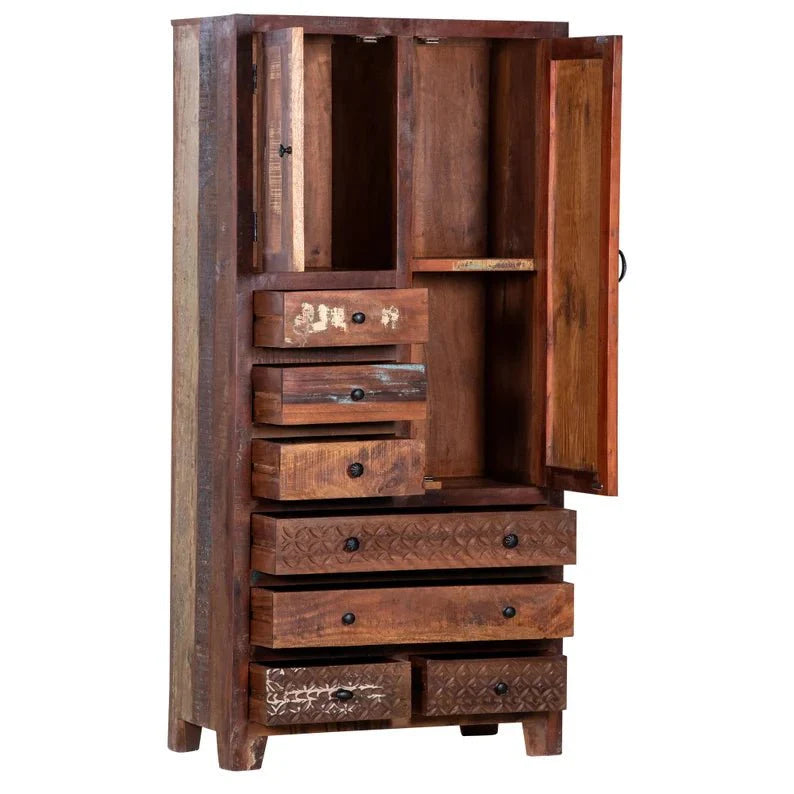 Rustic Solid Wooden Reclaimed Wardrobe Armoire by Furniture Home LLC – handcrafted solid wood furniture made in India