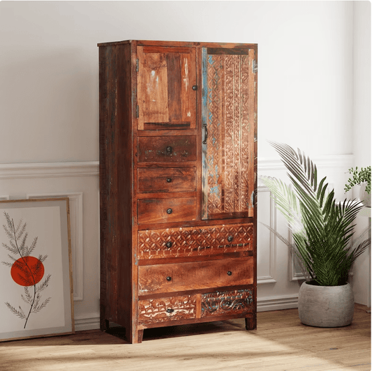 Rustic Solid Wooden Reclaimed Wardrobe Armoire - Furniture Home LLC
