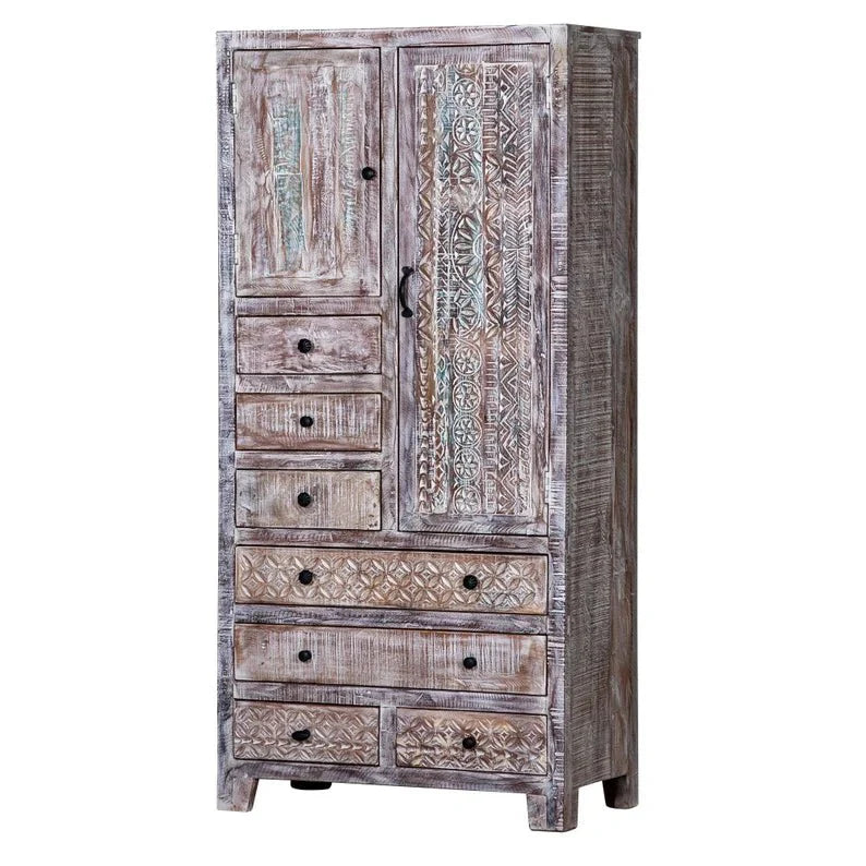 Rustic Solid Wooden Reclaimed Wardrobe Armoire by Furniture Home LLC – handcrafted solid wood furniture made in India