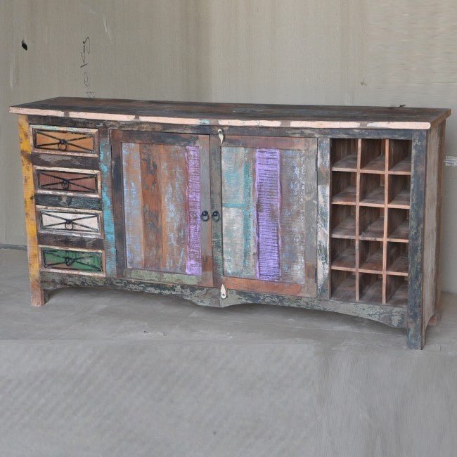 RUSTICA MULTICOLORED WOODEN SIDEBOARD – handcrafted solid wood furniture