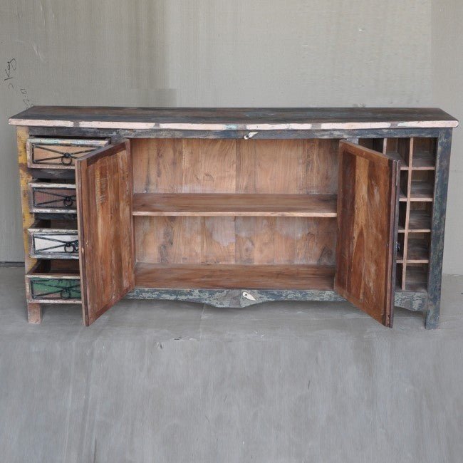 RUSTICA MULTICOLORED WOODEN SIDEBOARD – handcrafted solid wood furniture