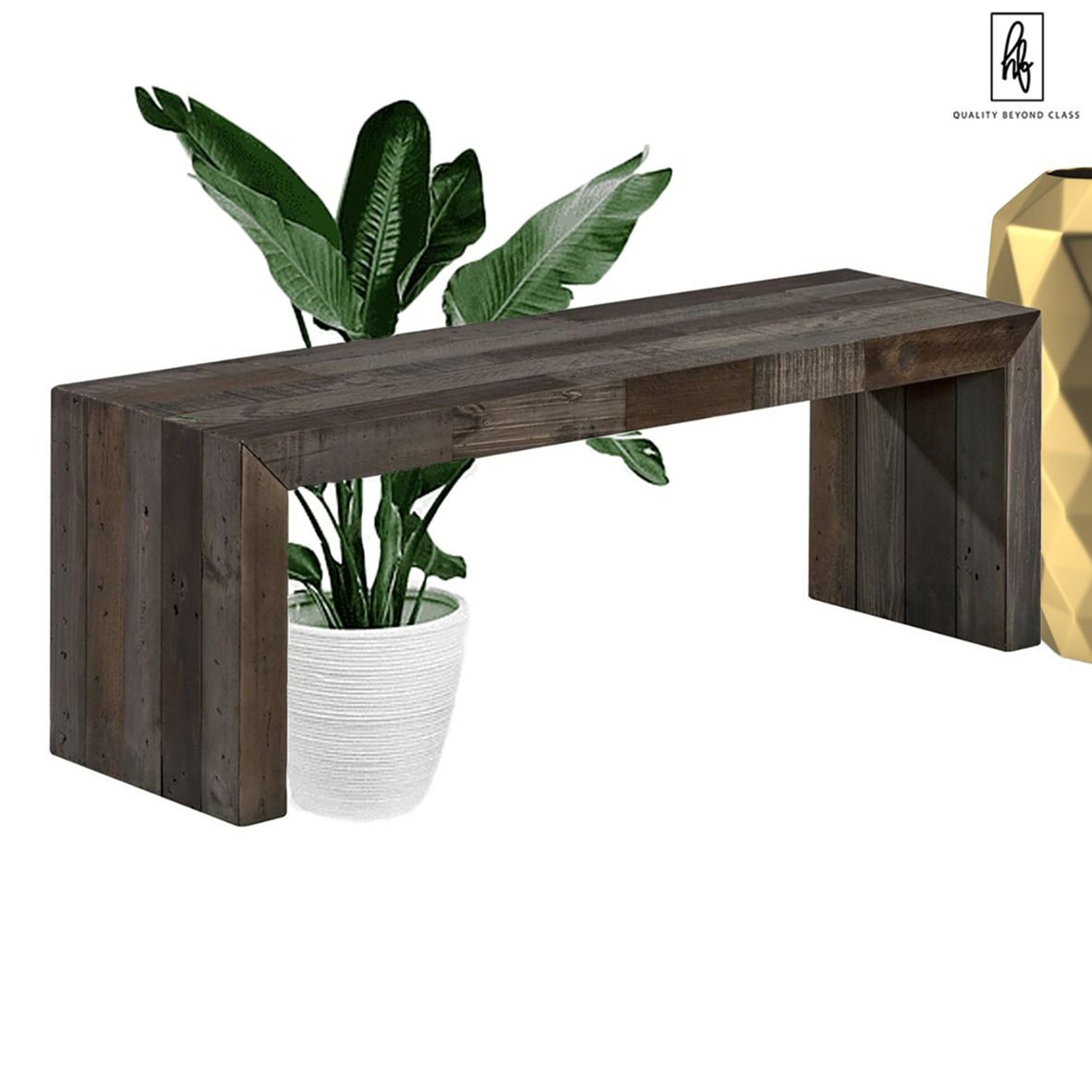 SACHI Industrial Grey Vintage Bench – handcrafted solid wood furniture