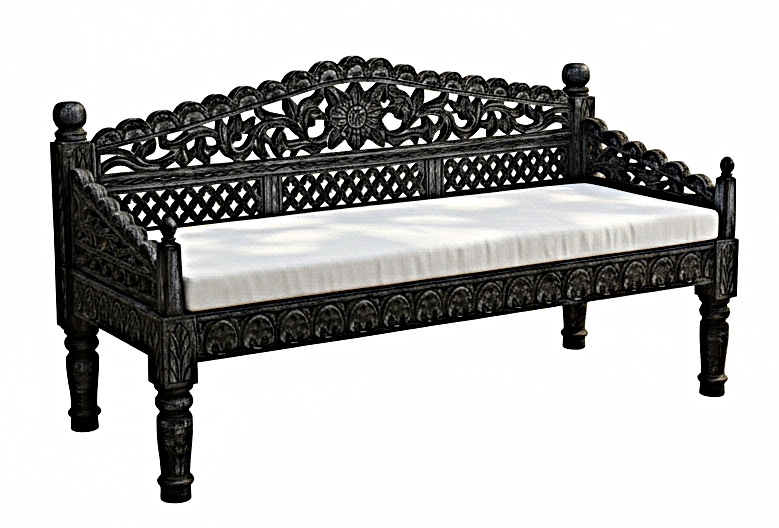 Silaw Hand Carved solid wooden indoor / Outdoor Daybed by Furniture Home LLC – handcrafted solid wood furniture made in India