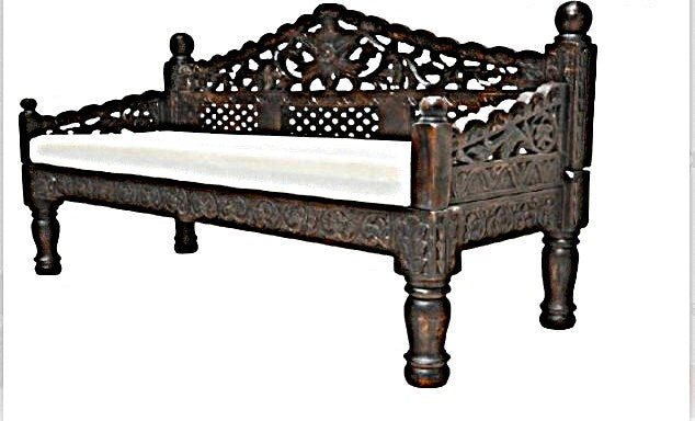 Silaw Hand Carved solid wooden indoor / Outdoor Daybed by Furniture Home LLC – handcrafted solid wood furniture made in India