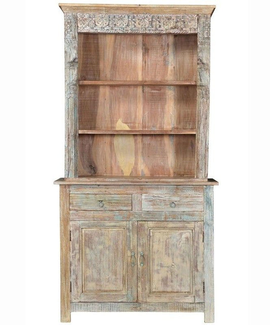 TANIM Colored Vintage Hand Carved Bookcase – handcrafted solid wood furniture
