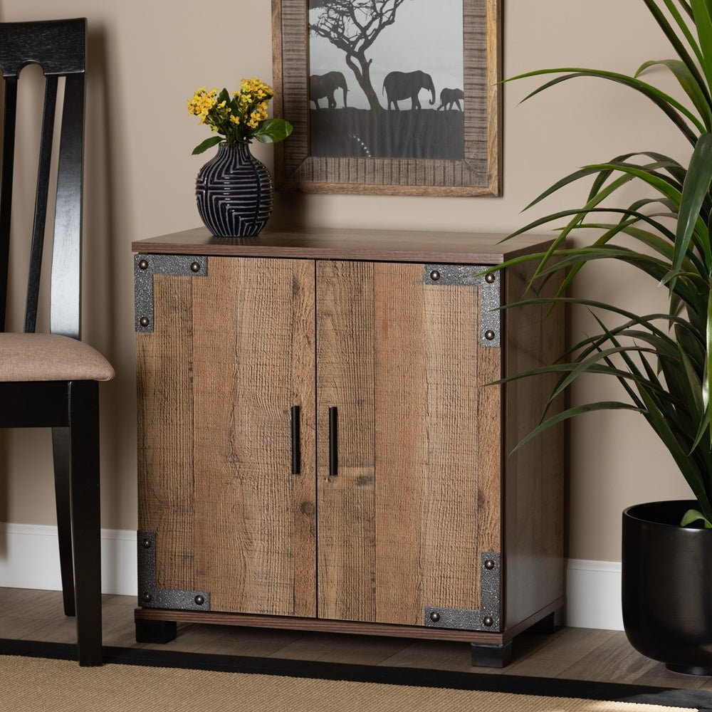 Wayne Solid mango wooden 2 - Door Shoe Cabinet – handcrafted solid wood furniture