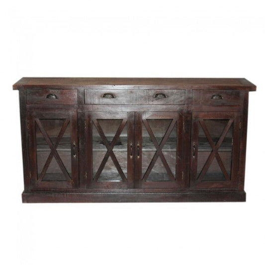 X DESIGN GLASS DOOR SIDEBOARD - Chocolate - 200 - 40 - 100 – handcrafted solid wood furniture
